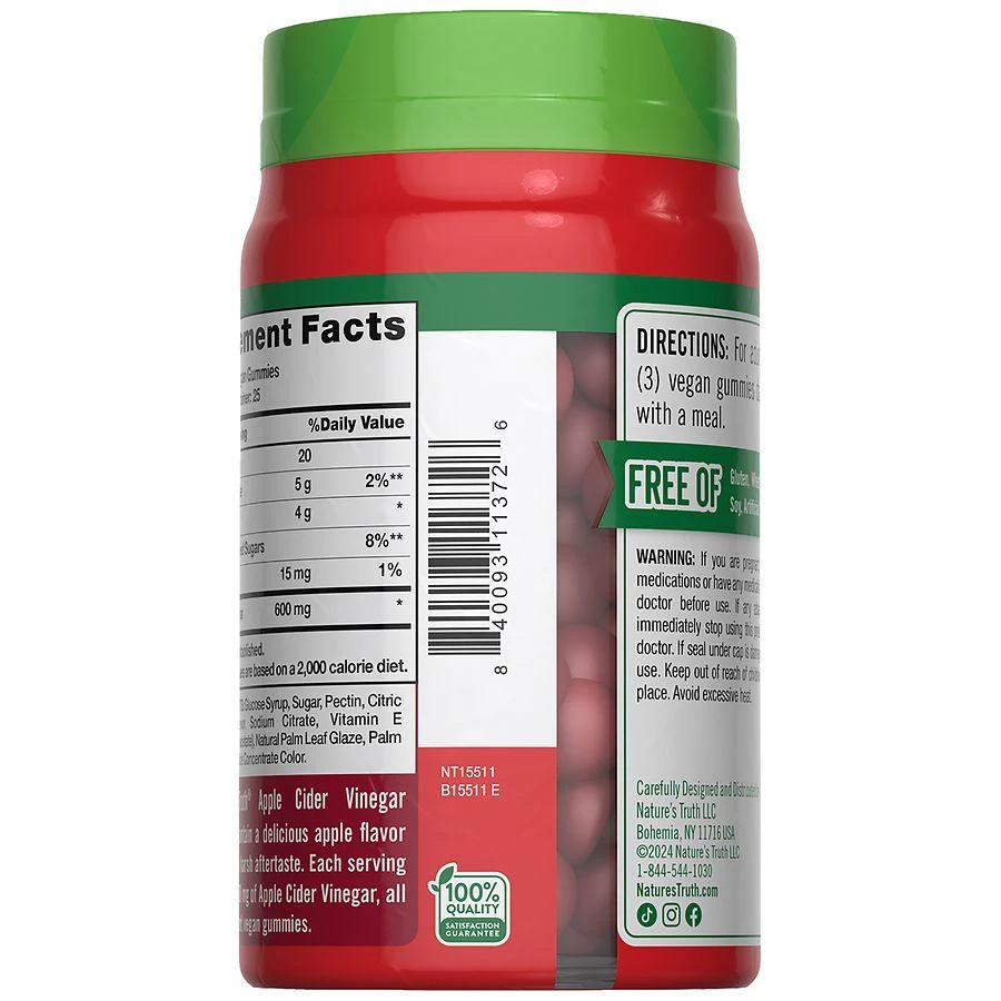 商品Nature's Truth|Apple Cider Vinegar Gummies Apple,价格¥141,第4张图片详细描述