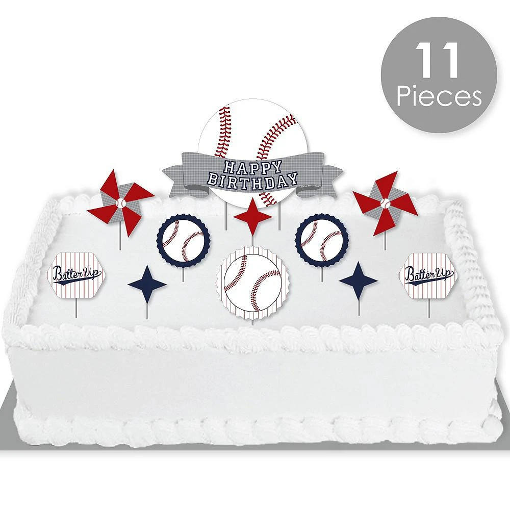 商品Big Dot of Happiness|Batter Up - Baseball - Birthday Party Cake Decorating Kit Cake Topper Set 11 Pc,价格¥120,第2张图片详细描述