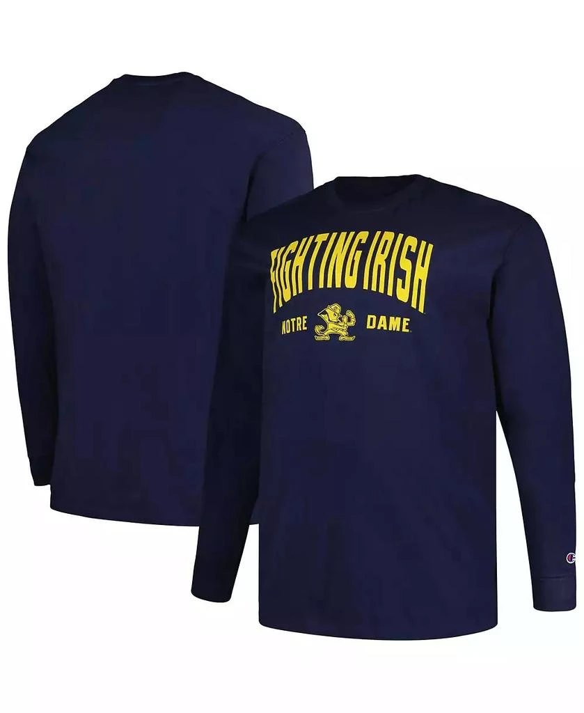 商品CHAMPION|Men's Navy Notre Dame Fighting Irish Big and Tall Arch Long Sleeve T-shirt,价格¥262,第1张图片