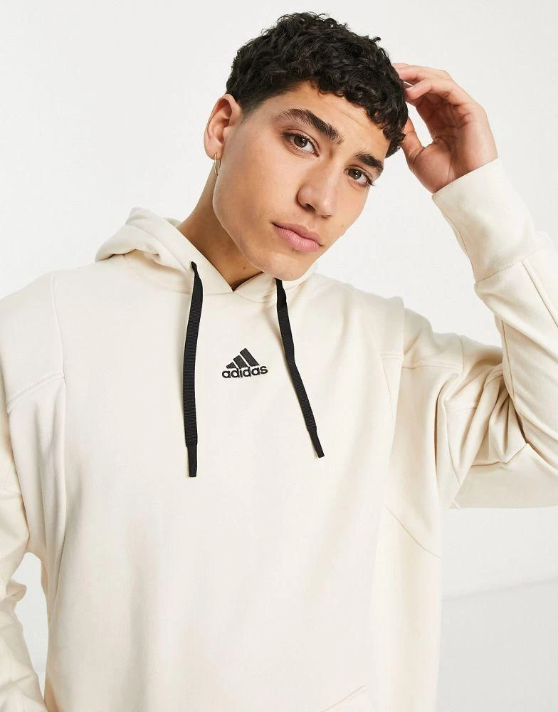 商品Adidas|adidas Sportswear Lounge embroidered logo hoodie in cream,价格¥321,第3张图片详细描述