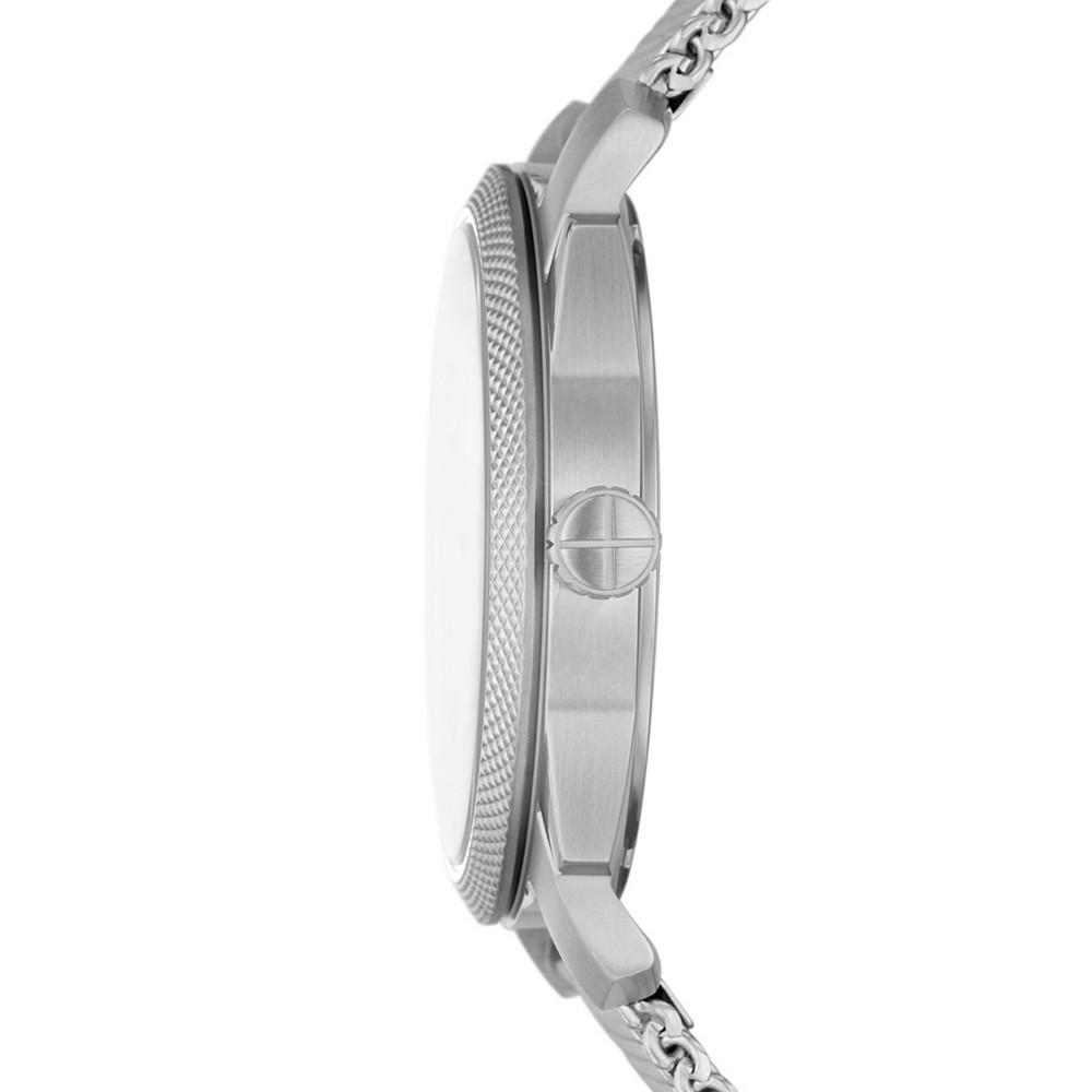 Men's Machine Silver-Tone Stainless Steel Mesh Bracelet Watch 42mm商品第3张图片规格展示