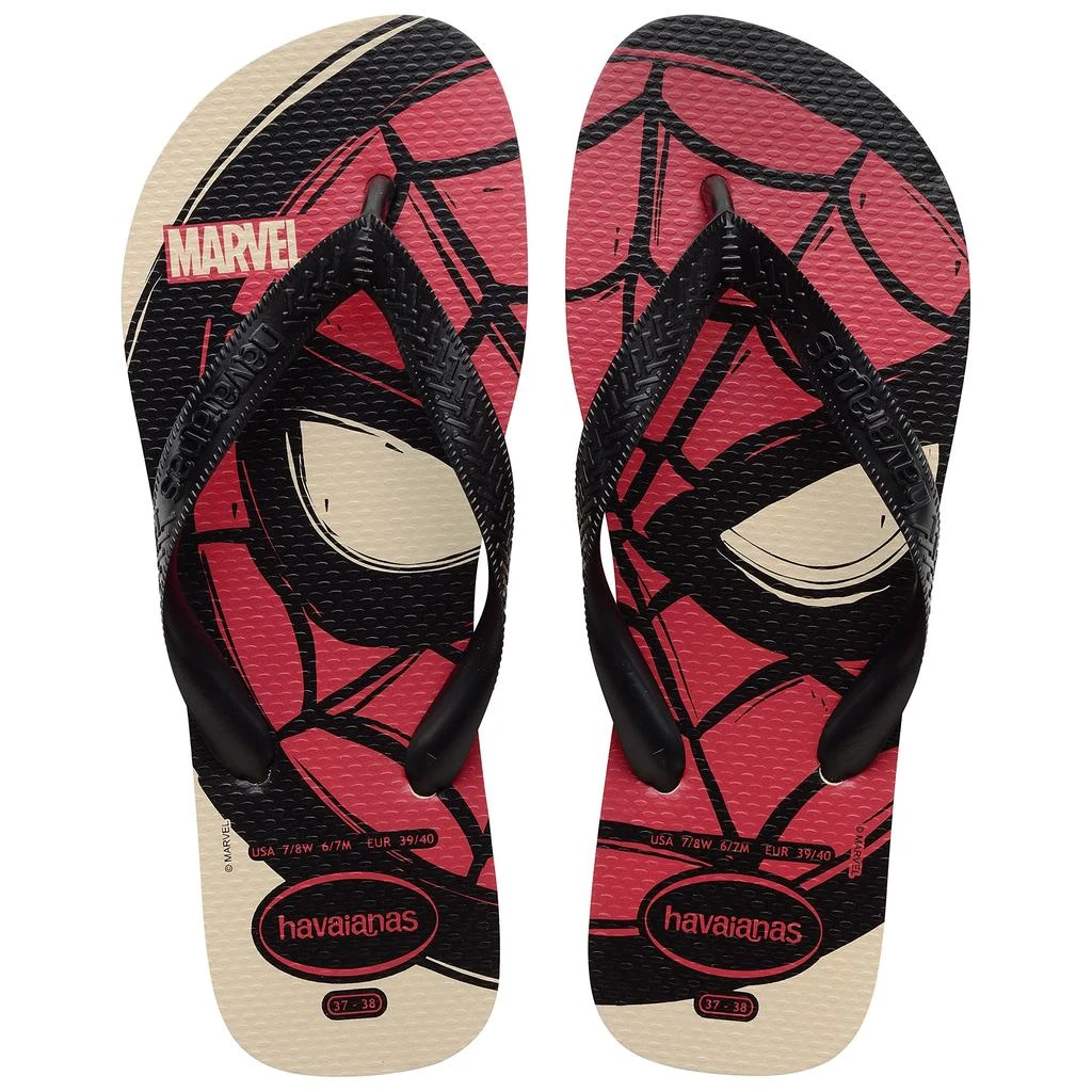 商品Havaianas|Top Marvel Logomania Flip Flop Sandal (Toddler/Little Kid/Big Kid),价格¥91,第1张图片