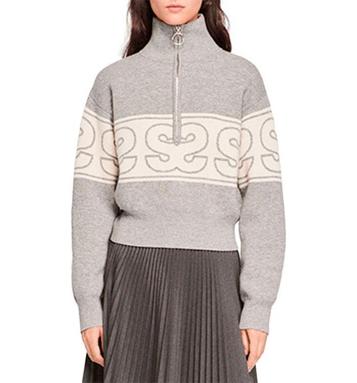 商品Sandro|Leroy Double S Front Zip Sweater,价格¥2623,第3张图片详细描述