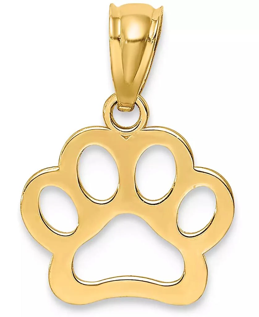 商品Macy's|Paw Print Openwork Charm Pendant in 14k Yellow Gold,价格¥2314,第3张图片详细描述