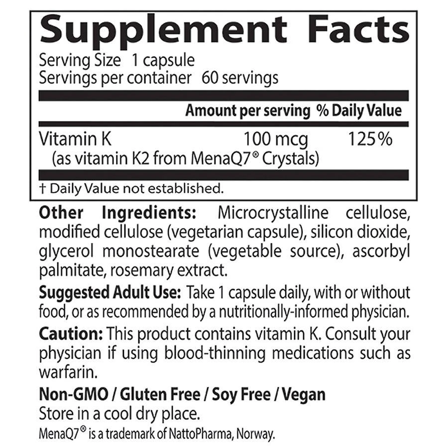 商品Doctor's Best|Natural Vitamin K2 Veggie Caps,价格¥97,第3张图片详细描述