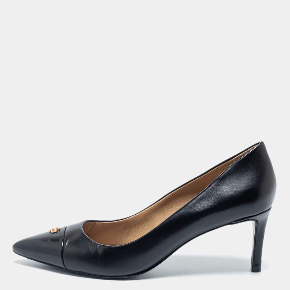 商品[二手商品] Tory Burch|Tory Burch Black Leather Cap Toe Pumps Size 37,价格¥1478,第1张图片