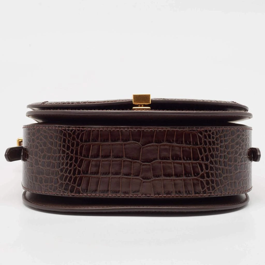 Polo Ralph Lauren Brown Croc Embossed Leather Saddle Crossbody Bag 商品