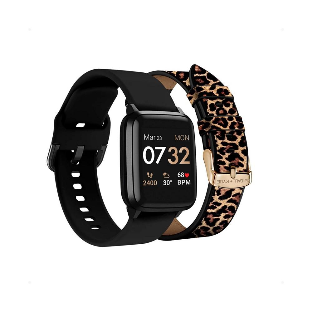 Women's Black and Leopard Print Straps Smart Watch Set 36mm商品第2张图片规格展示