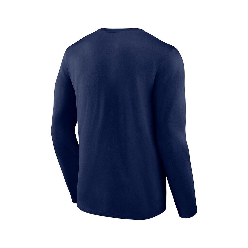 Men's Branded Navy GA Tech Yellow Jackets Modern Two-Hit Long Sleeve T-shirt商品第2张图片规格展示