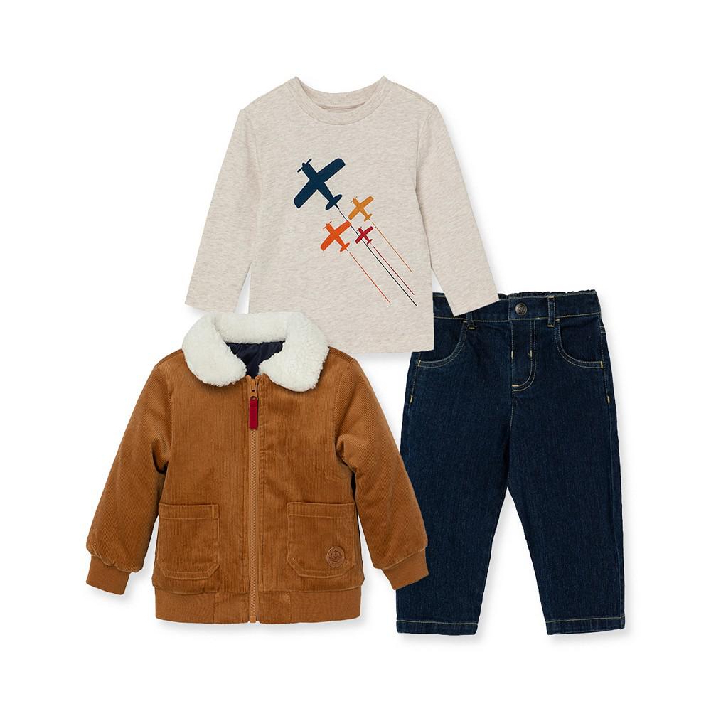 Baby Boys Corduroy Jacket, T-shirt and Jeans, 3-Piece Set商品第1张图片规格展示
