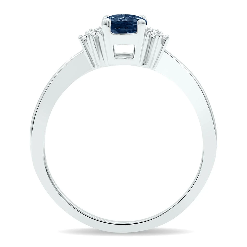 商品SSELECTS|Women's Sapphire And Diamond Half Moon Ring In 10K White Gold,价格¥1802,第2张图片详细描述