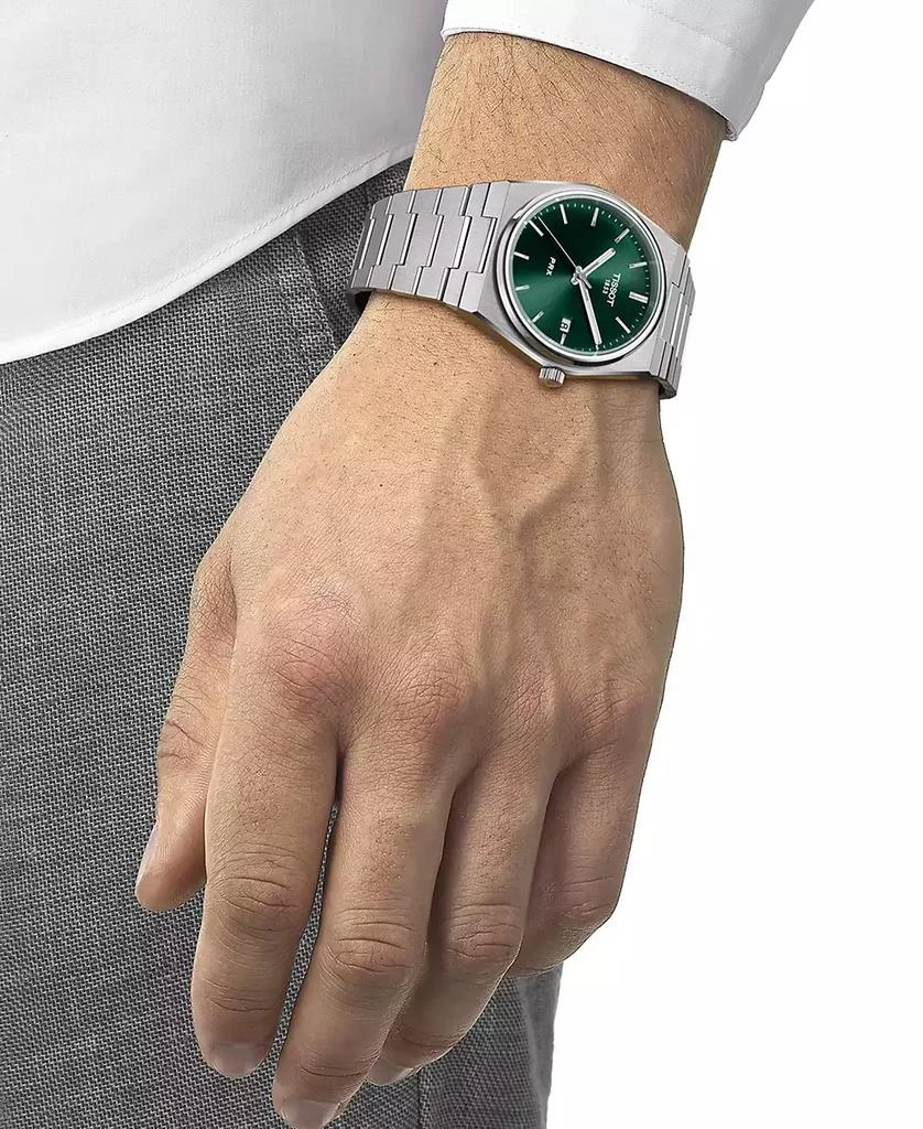 商品Tissot|Men's PRX Silver-Tone Stainless Steel Bracelet Watch 40mm,价格¥2948,第5张图片详细描述