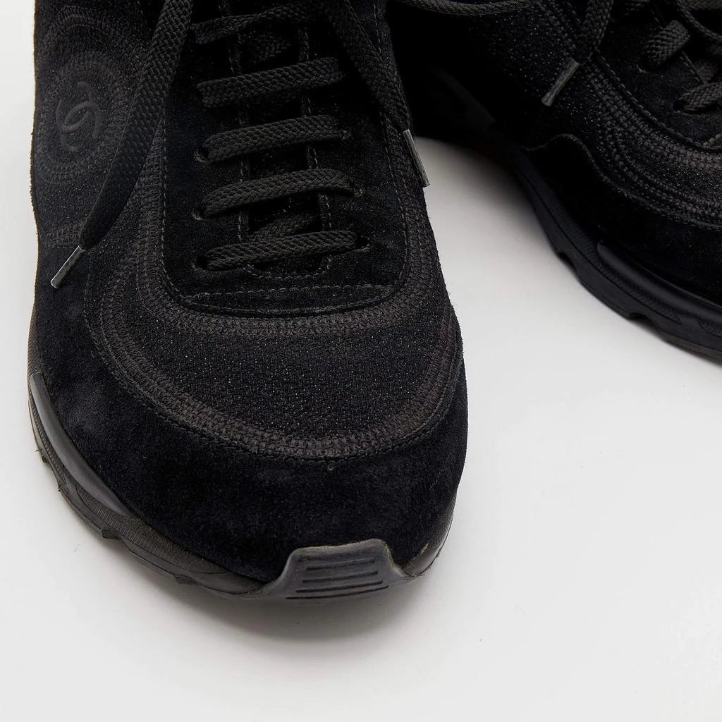 Chanel Black Suede And Shimmer Fabric CC Low Top Sneakers Size 40.5 商品