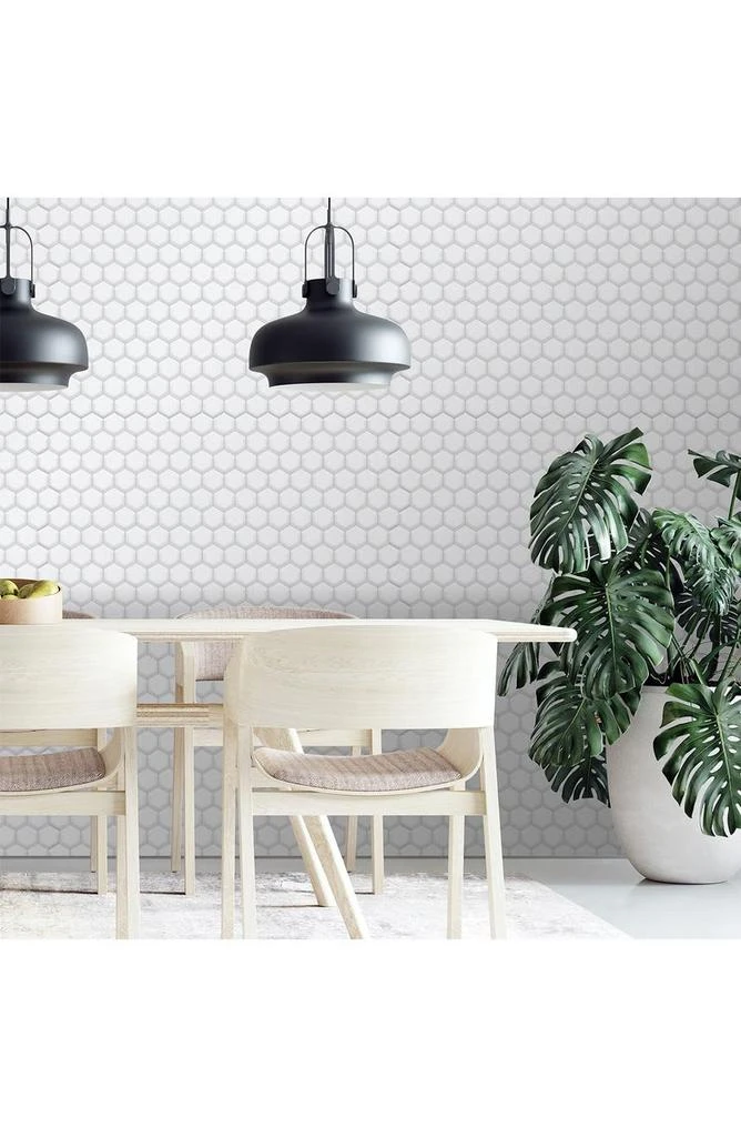 Classic Hexa Premium White Glossy 3D Sticker Tile 28 x 20cm (11 x 8 in) - Pack of 8 商品