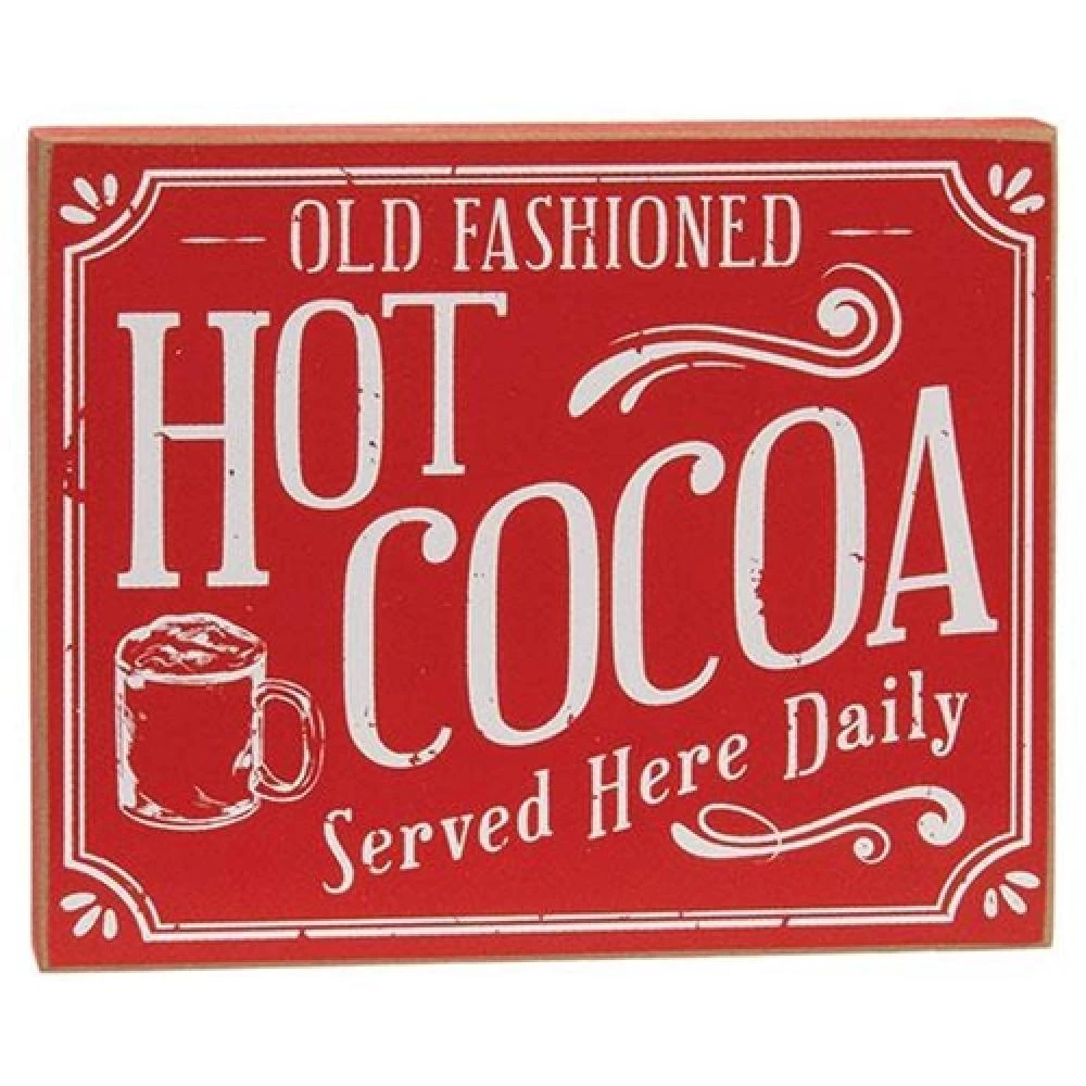 商品HomeGifo|Hot Cocoa Served Here Daily Block Sign,价格¥319,第1张图片