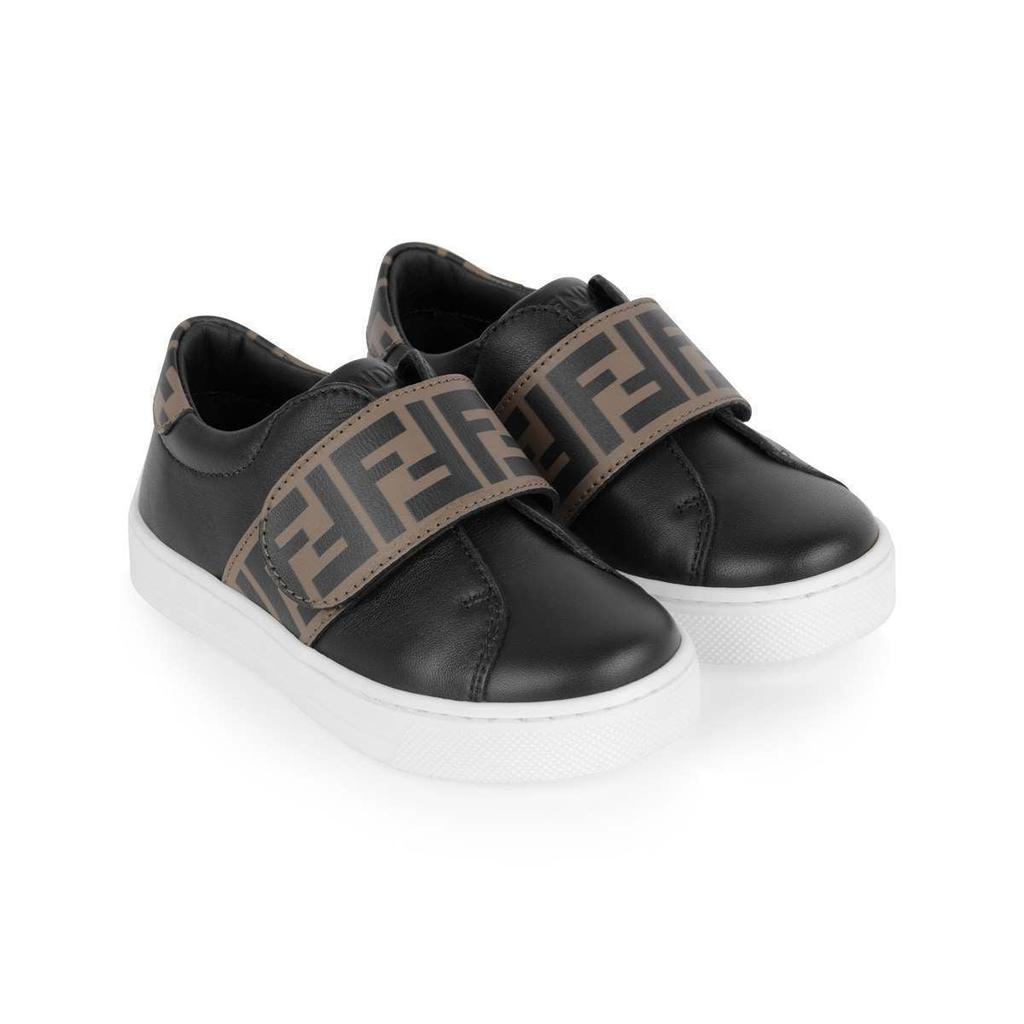 Fendi  Purple Kids White & Brown Leather FF Logo Trainers商品第5张图片规格展示