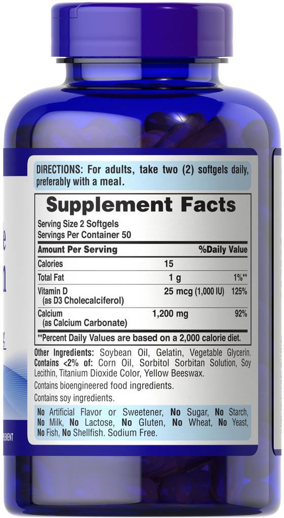 Absorbable Calcium 1200 mg w. Vitamin D3 100 Softgels商品第4张图片规格展示