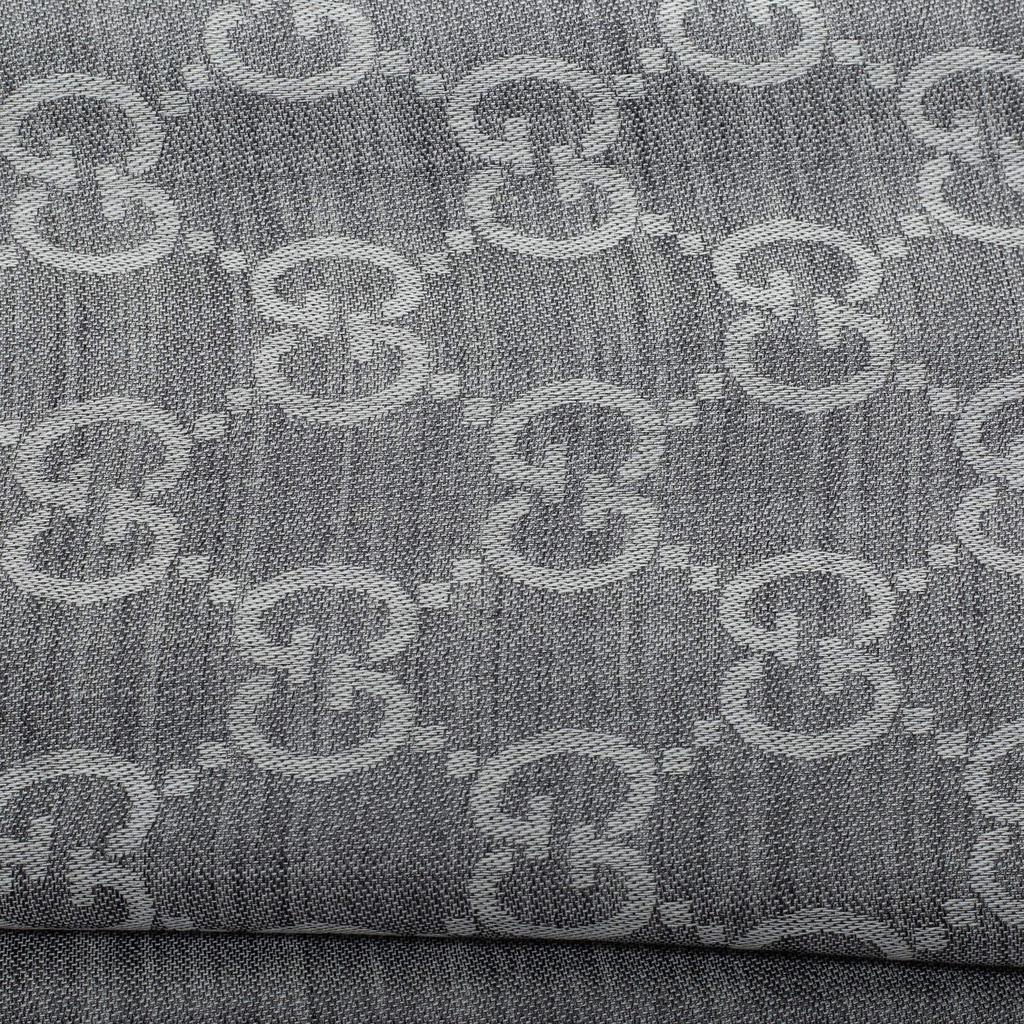 Gucci Grey GG Monogram Wool & Silk Fringed Scarf商品第3张图片规格展示