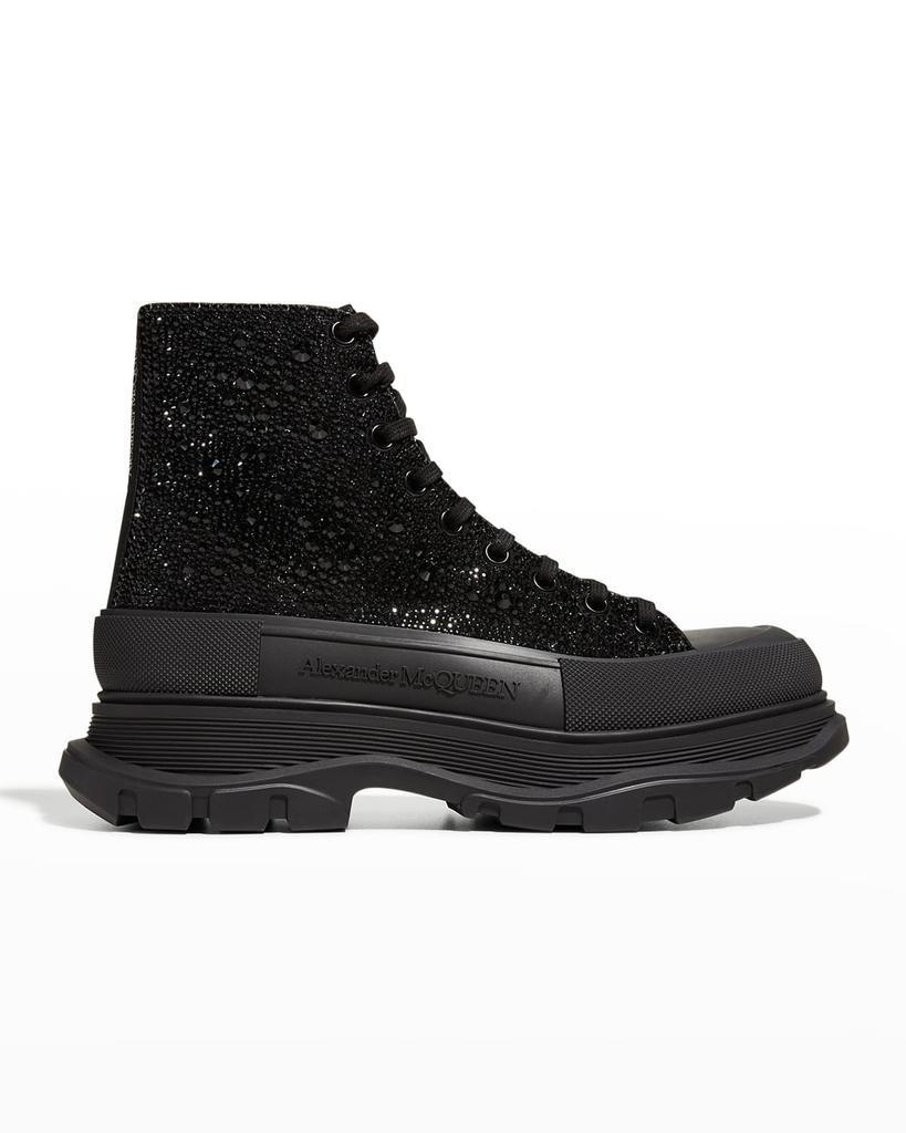 Men's Crystal-Embellished Leather Tread Slick Boots商品第1张图片规格展示