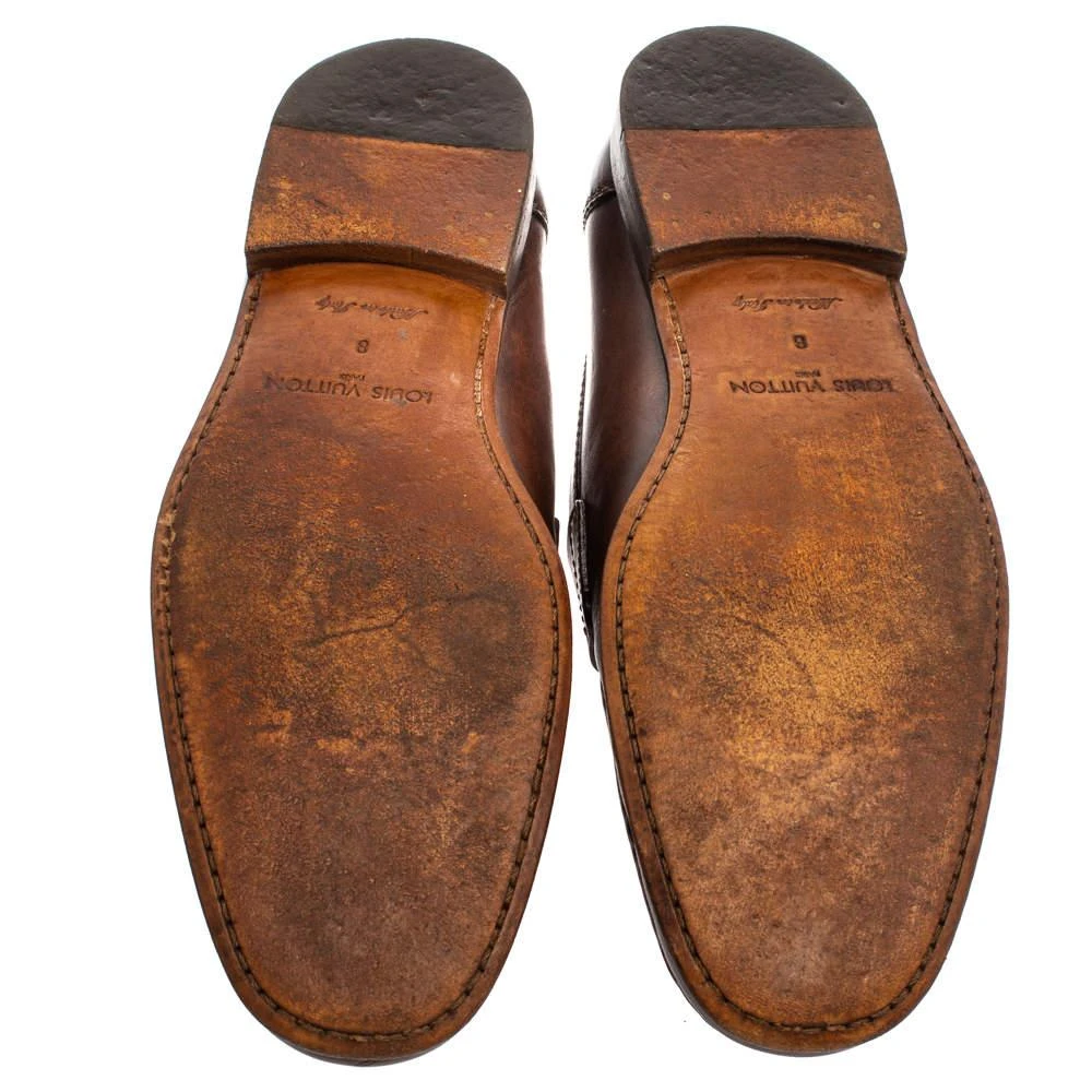 商品[二手商品] Louis Vuitton|Louis Vuitton Brown Damier Embossed Leather Sorbonne Slip On Loafers Size 42,价格¥3880,第5张图片详细描述