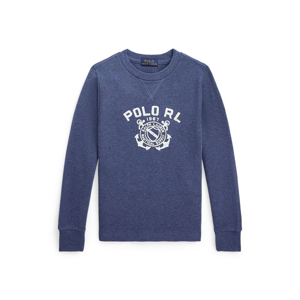 商品Ralph Lauren|Toddler and Little Boys Logo Waffle-Knit Long-Sleeve T-shirt,价格¥118,第1张图片