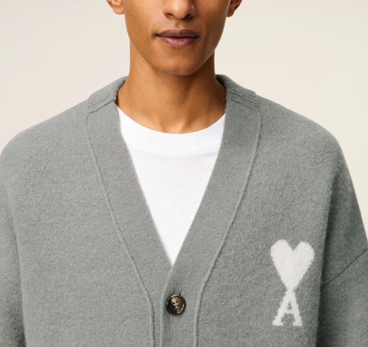 【秋冬新品】AMI 男女同款ADC羊驼毛混纺云朵开衫 爱心V领（香港仓发货） 商品