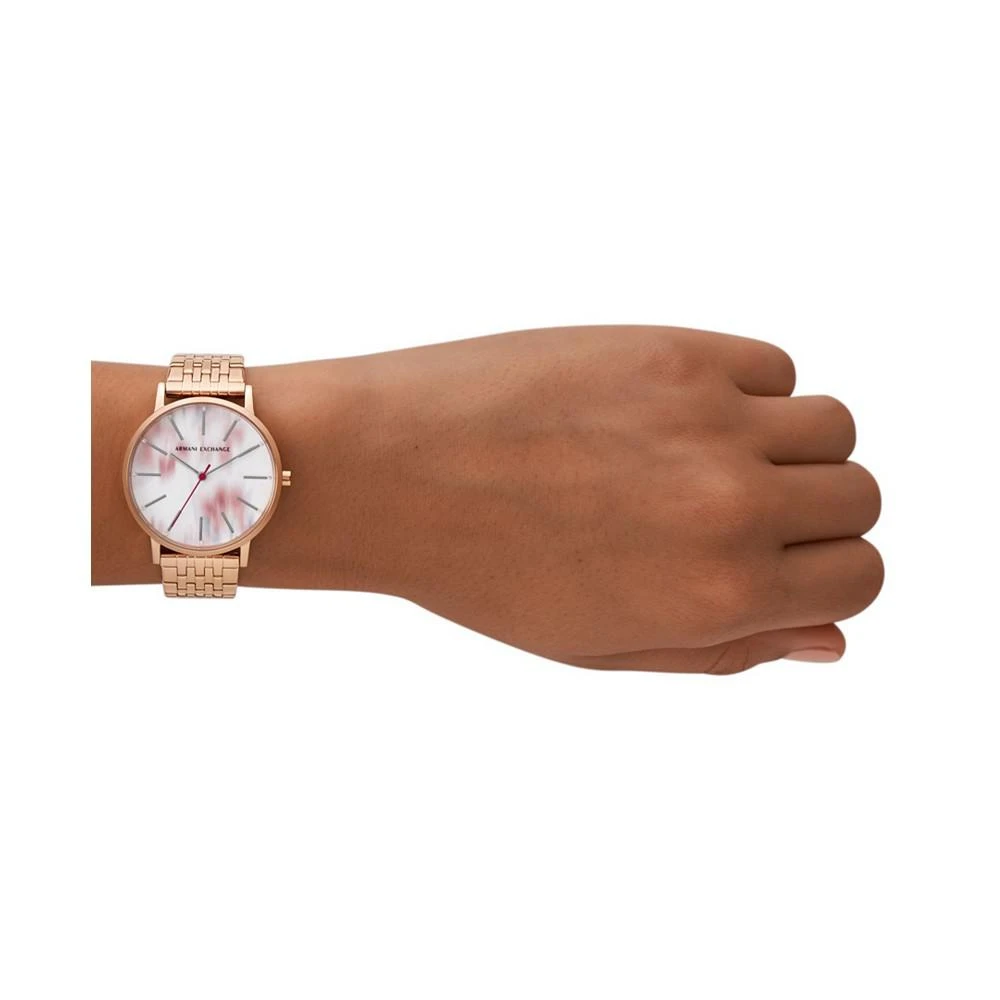 商品Armani Exchange|Women's Three-Hand Rose Gold-Tone Stainless Steel Bracelet Watch, 36mm,价格¥1271,第4张图片详细描述