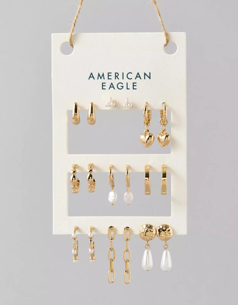 商品AE|AEO Gold & Pearl Earrings 9-Pack,价格¥144,第1张图片