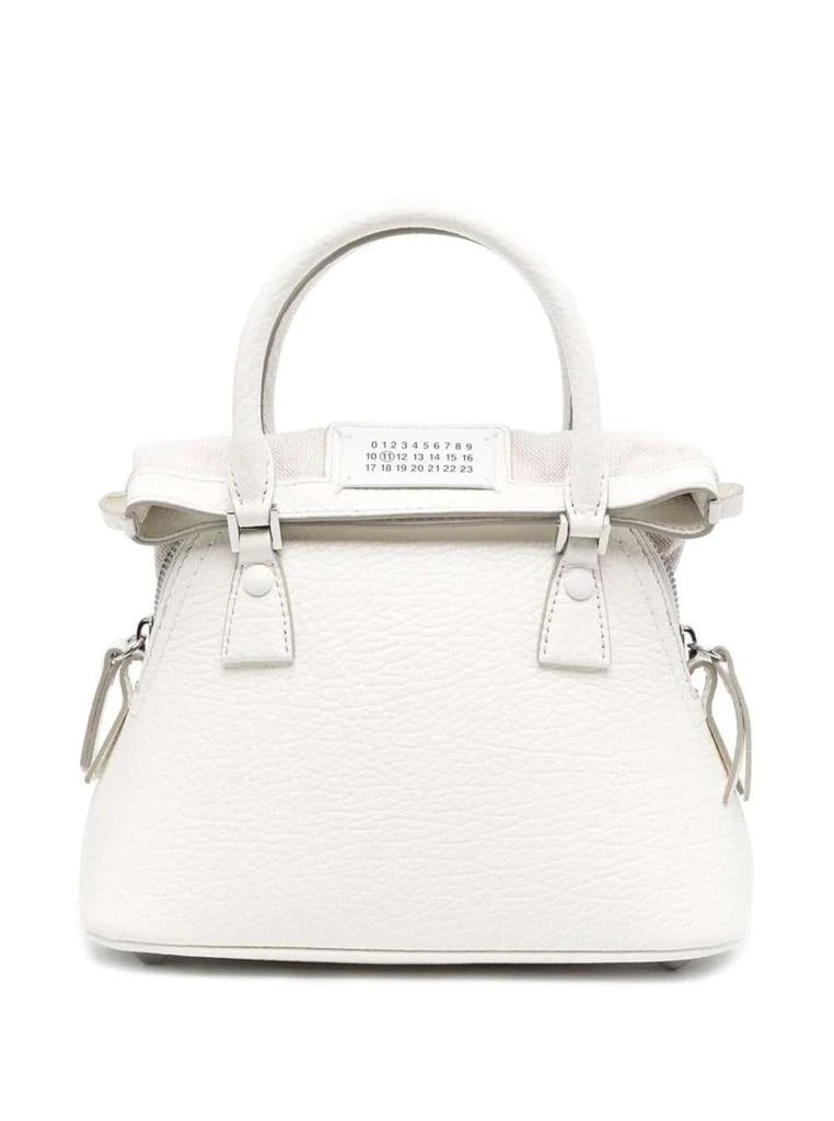 商品MAISON MARGIELA|'5AC Micro' White Shoulder Bag with Logo Label in Grainy Leather Woman Maison Margiela,价格¥9809,第1张图片