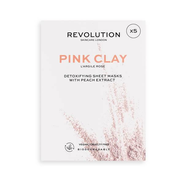 商品Revolution|Revolution Skincare Biodegradable Detoxifying Pink Clay Sheet Mask Set (5 Pack),价格¥90,第4张图片详细描述