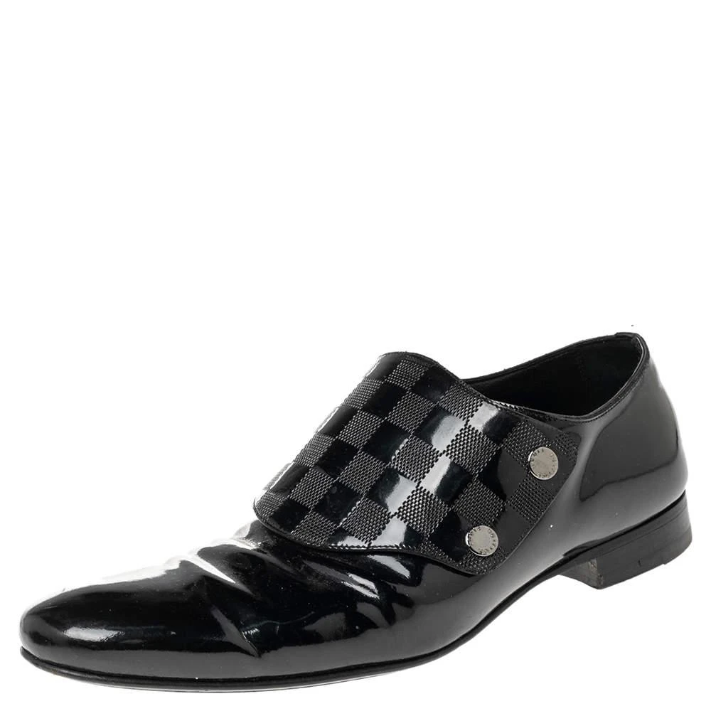 商品[二手商品] Louis Vuitton|Louis Vuitton Black Patent Leather Monk Strap Loafers Size 42 ,价格¥2289,第1张图片