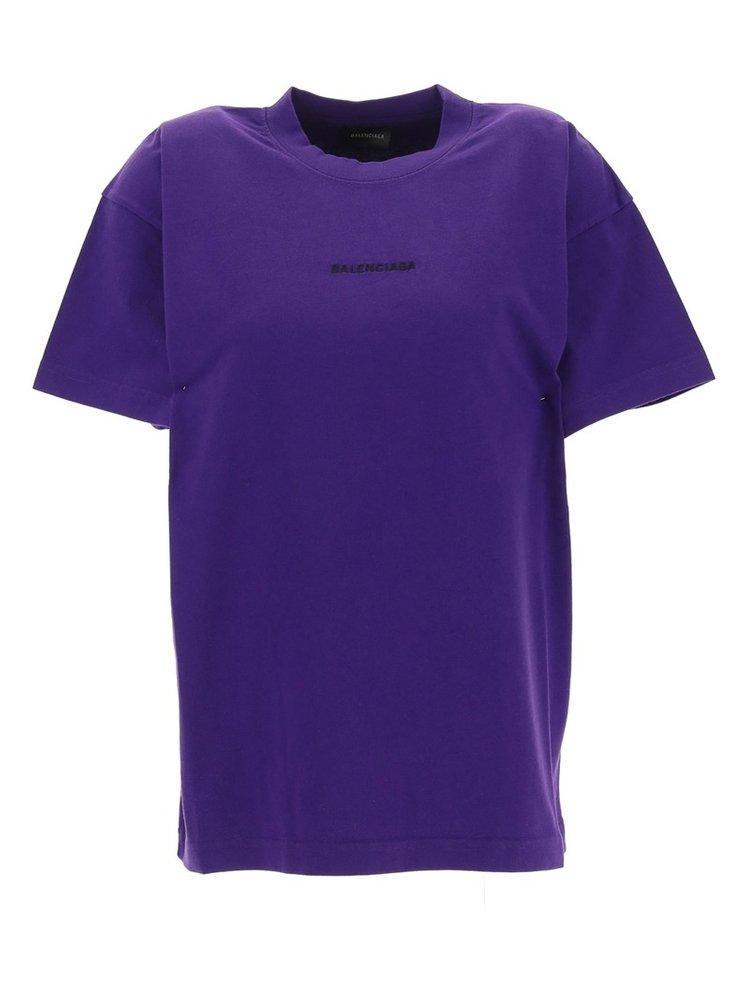 商品Balenciaga|Balenciaga Logo Embroidered Crewneck T-Shirt,价格¥2764-¥3439,第1张图片