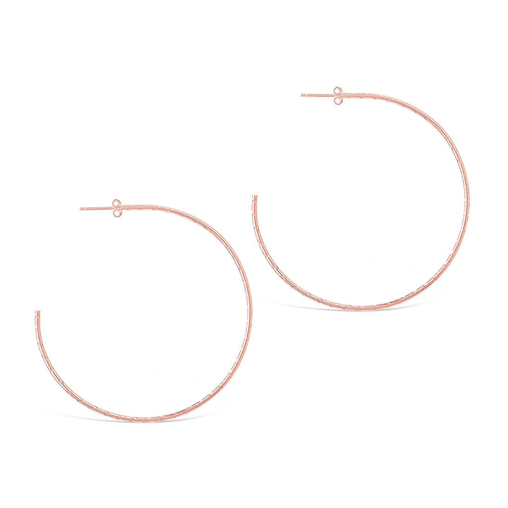 商品Sterling Forever|Sterling Silver Textured Hoops-Rose Gold,价格¥140,第2张图片详细描述