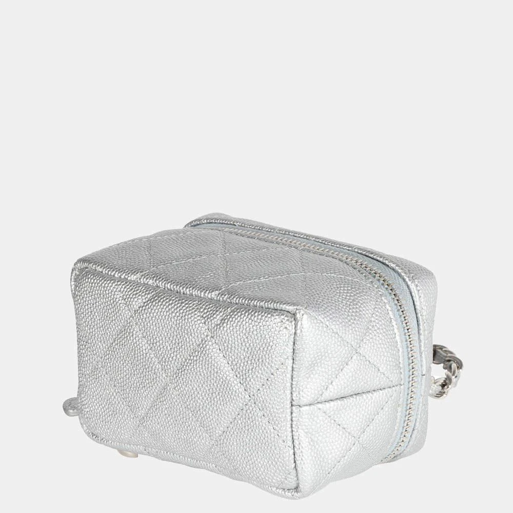 Chanel Silver Quilted Caviar Leather Mini Vanity Chain Shoulder Bag  商品
