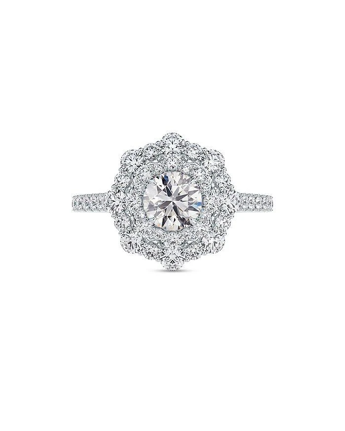 商品De Beers Forevermark|Center of My Universe® Floral Halo Ring in 18K White Gold, 1.80 ct. t.w.,价格¥37646,第1张图片详细描述