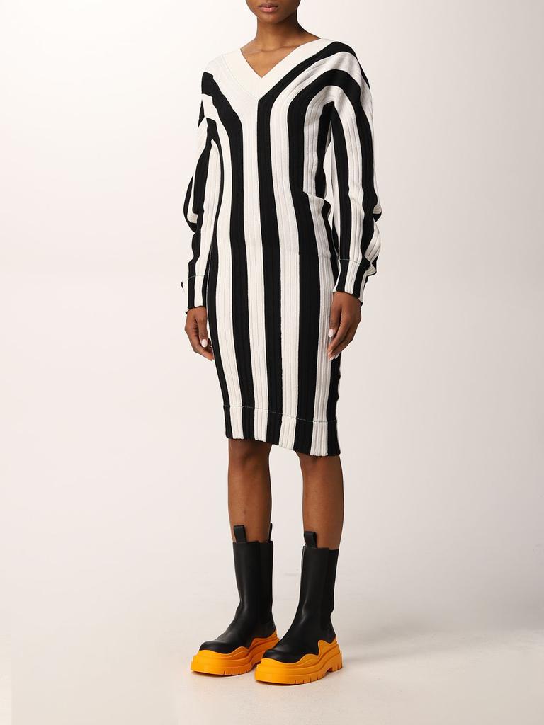 Bottega Veneta bicolor stripes v-dress商品第3张图片规格展示