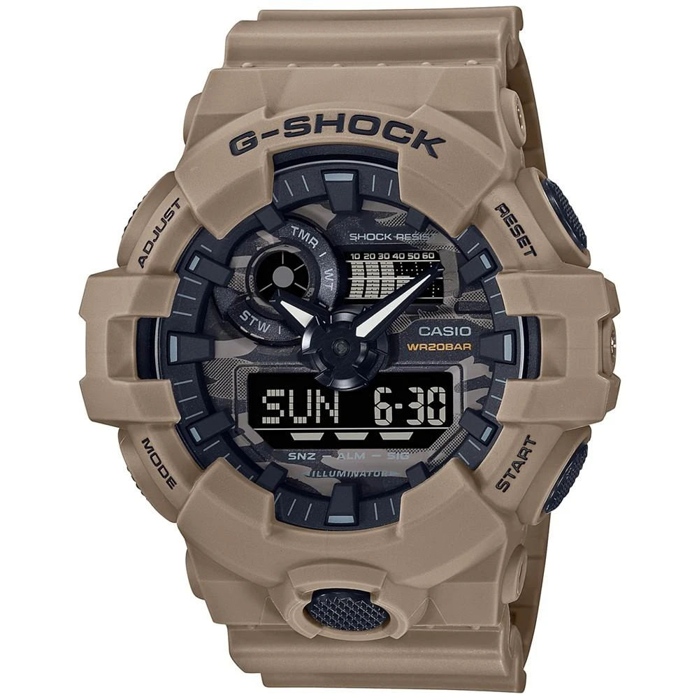 商品G-Shock|Men's Analog Digital Khaki Resin Strap Watch 53mm GA700CA-5A,价格¥555,第1张图片