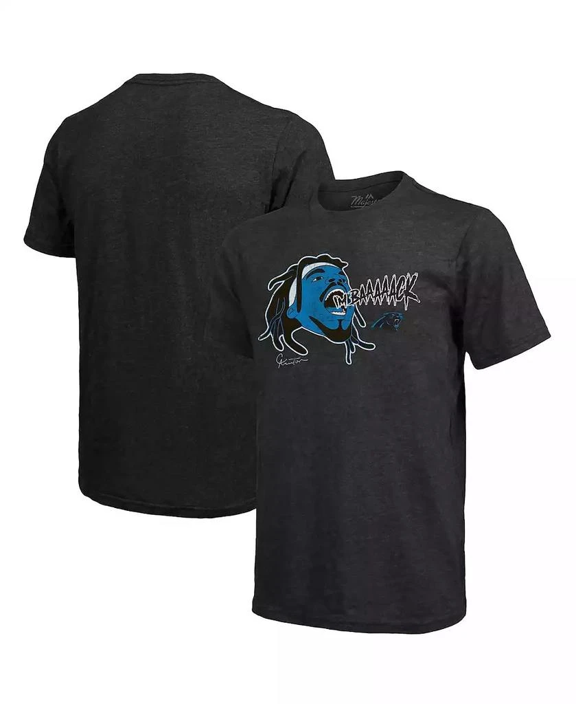 商品Majestic|Men's Threads Cam Newton Black Carolina Panthers Tri-Blend Player Graphic T-shirt,价格¥313,第1张图片