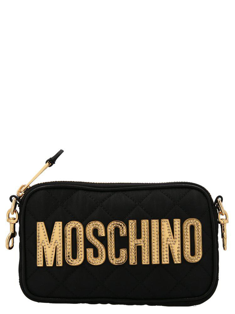 Moschino Quilted Logo Patch Zipped Crossbody Bag商品第1张图片规格展示
