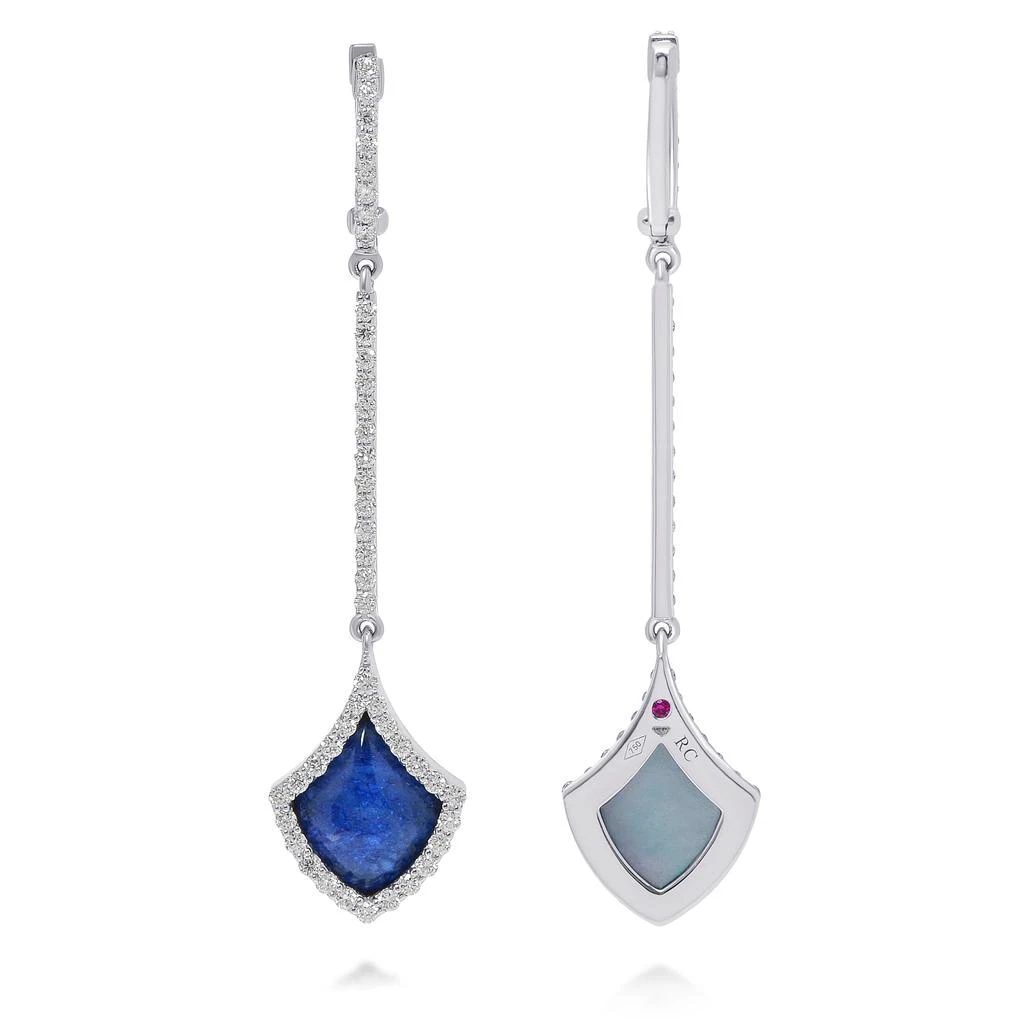 商品Roberto Coin|Roberto Coin Art Deco 18K White Gold, Sapphire 3.35ct.tw., Diamond 0.65ct. tw. and Mother of Pearl 3.35mm Drop Earrings 8882010AWERJ,价格¥23305,第4张图片详细描述