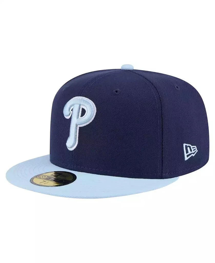 商品New Era|Men's Navy/Light Blue Philadelphia Phillies Color Pack 2-Tone 59FIFTY Fitted Hat,价格¥334,第1张图片
