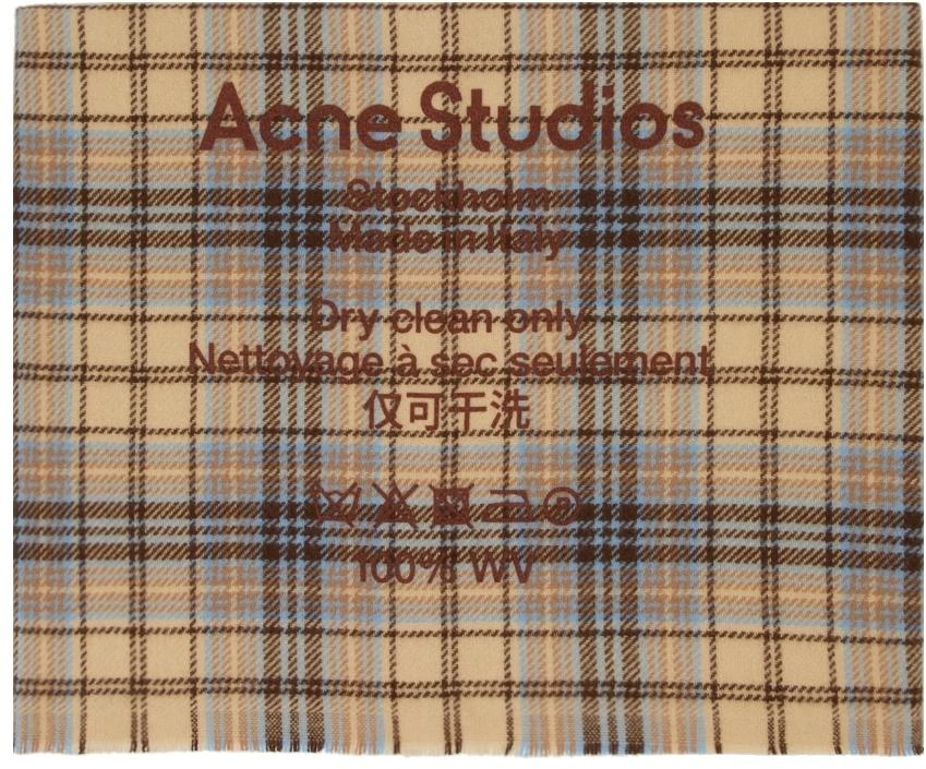 商品Acne Studios|Beige & Brown Wool Tartan Scarf,价格¥1918,第1张图片