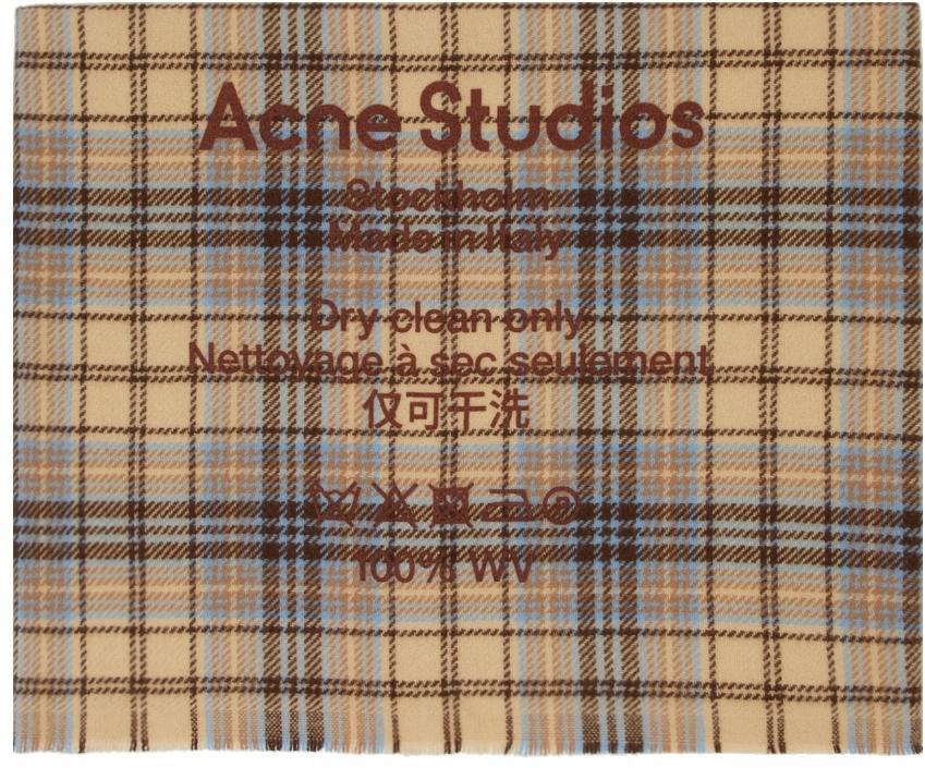 商品Acne Studios|Beige & Brown Wool Tartan Scarf,价格¥1752,第1张图片