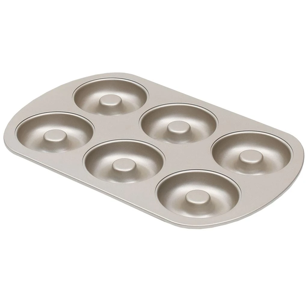 商品Home Basics|Home Basics Aurelia Non-Stick 6-Cavity Carbon Steel Donut Pan, Gold,价格¥135,第1张图片