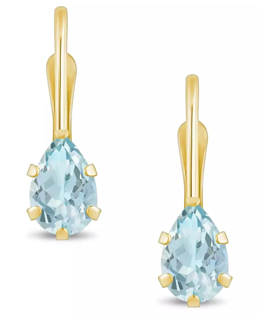 商品Macy's|Aquamarine (3/4 Ct. T.W.) Leverback Earrings in 10K Yellow Gold or White Gold,价格¥1251,第3张图片详细描述