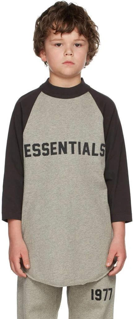 商品Essentials|Kids Grey Three-Quarter Sleeve Baseball T-Shirt,价格¥179,第2张图片详细描述