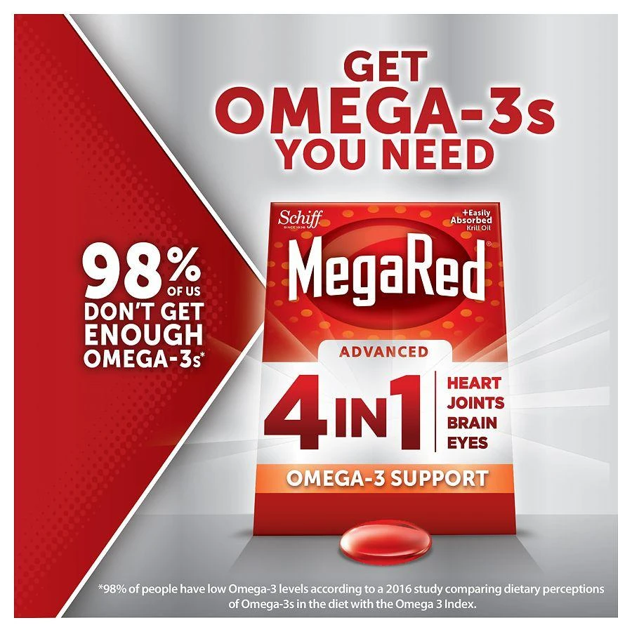 商品MegaRed|Advanced 4 in 1 2x Concentrated Omega 500 mg Softgels,价格¥288,第4张图片详细描述