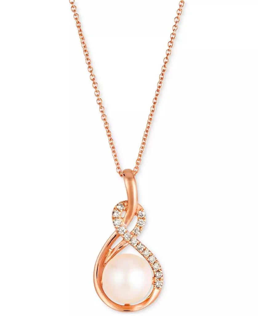 商品Le Vian|Pink Freshwater Pearl (8mm) & Nude Diamond (1/10 ct. t.w.) Swirl Adjustable 20" Pendant Necklace in 14k Rose Gold,价格¥8451,第1张图片