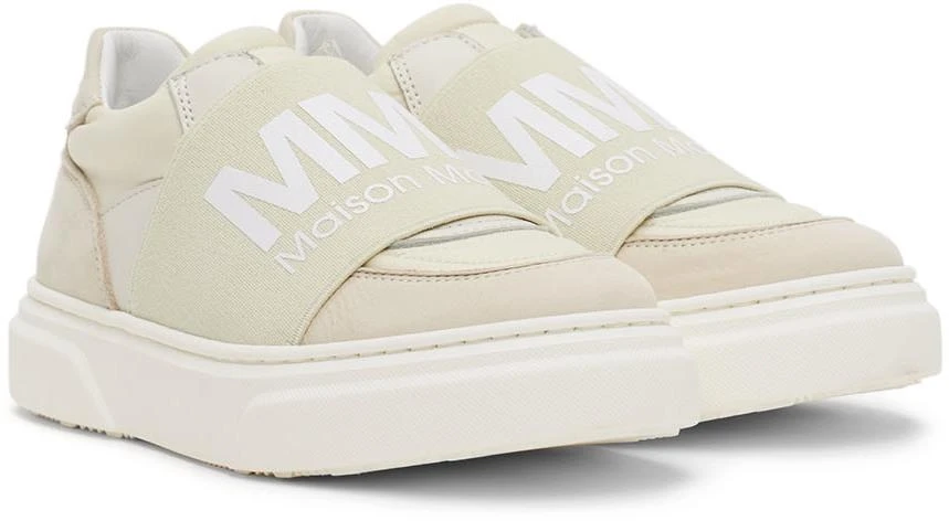 商品MAISON MARGIELA|Kids Off-White & Grey Elastic Logo Sneakers,价格¥775,第4张图片详细描述