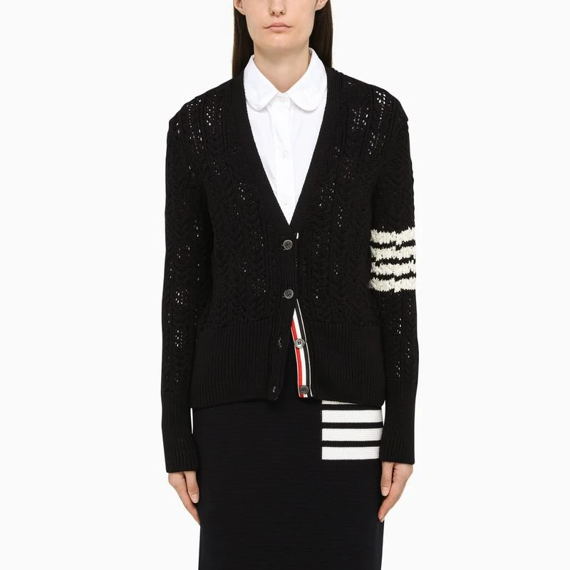 商品Thom Browne|Blue openwork wool cardigan,价格¥7244,第1张图片